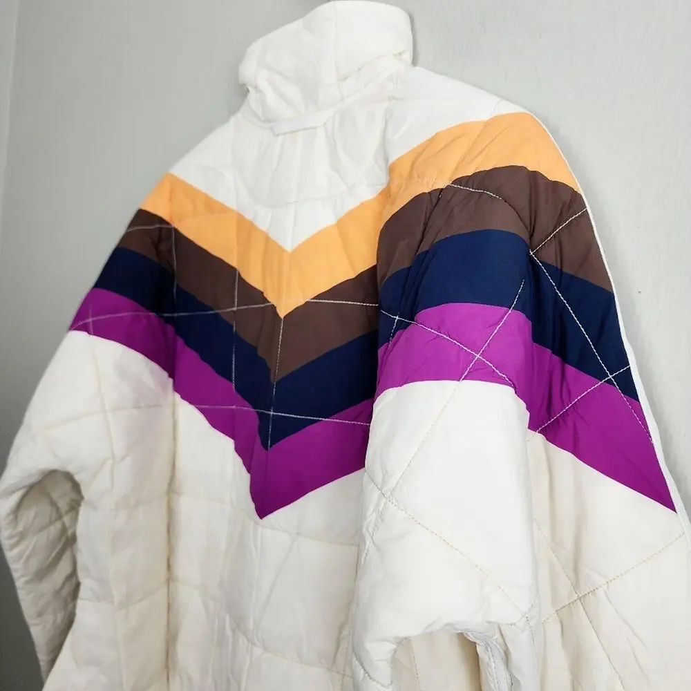 FP Movement Hatch Maternity Chevron Quilted Puffer Jacket Coat Ivory Small S NWT